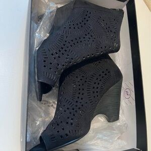 INC International Concepts Black Cutout Ankle Booties